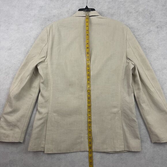 Joseph Abboud Two Button Jacket Mens Size M Beige Linen Blend Sport Coat Blazer - Picture 6 of 12